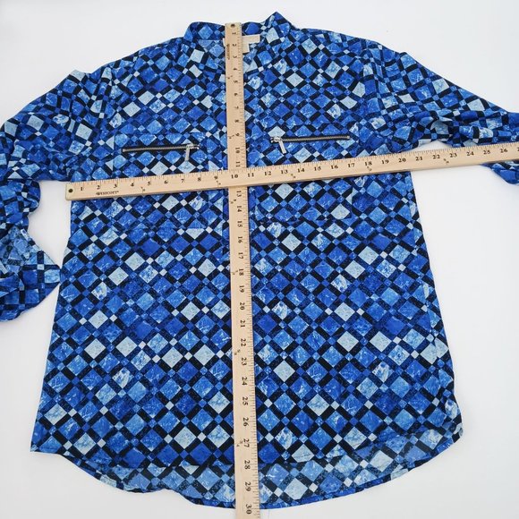 MICHAEL KORS BLUE/BLACK TOP LONG SLEEVE SIZE MEDIUM - Picture 6 of 10